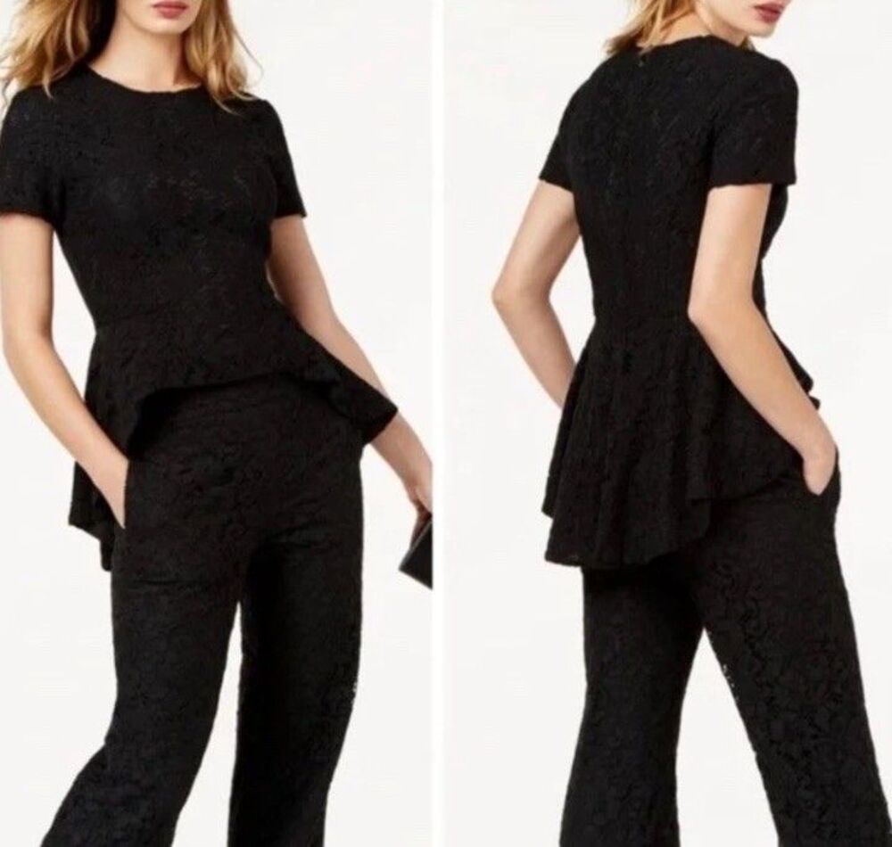 SACHIN + BABI NEW NWT Lace Peplum TopBlack Sz S zip Lined Classic - Picture 2 of 11